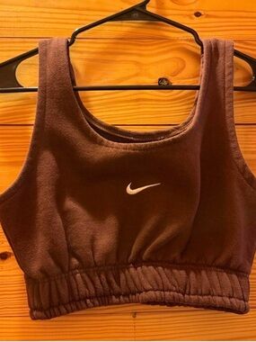 Nike Brown Fleece Tank Top with White Swoosh